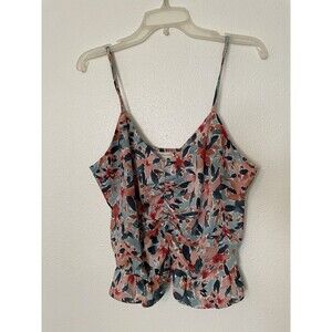 Grade & Gather Women’s Size Medium Cropped Cami Top Adjustable Straps Pink Blue